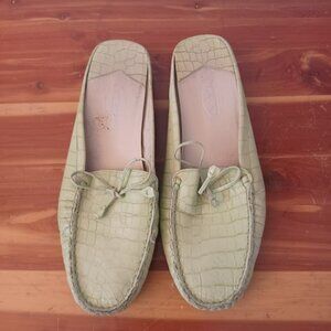 TALBOTS Lime Green Crocs/Mules Style Moccasin Loafer Flat Shoes - Size 8.5